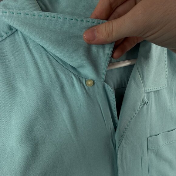Tommy Bahama All Silk Light Blue Short Sleeve Button Up Shirt Hawaii Solid XL - Picture 8 of 16
